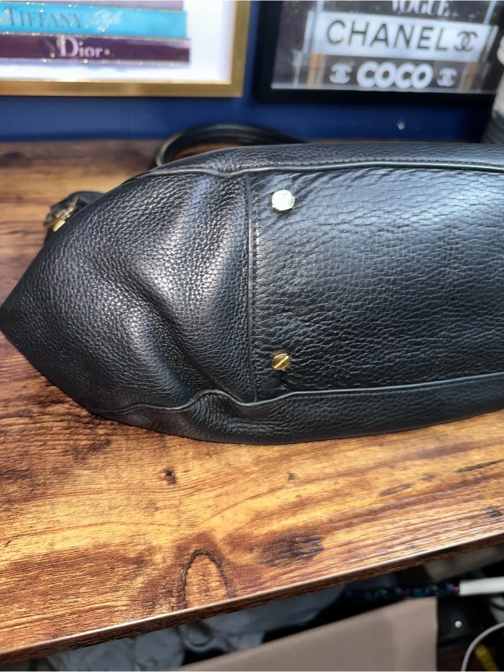 Tory Burch Black Pebbled Leather Amanda Tote Shoulder Bag